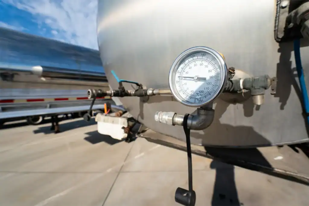 Used Walker food grade tanker trailer connections and temperature gauge