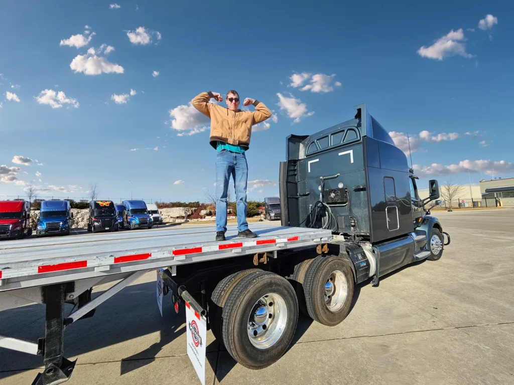 pedigree customer on a all aluminum flatbed trailer